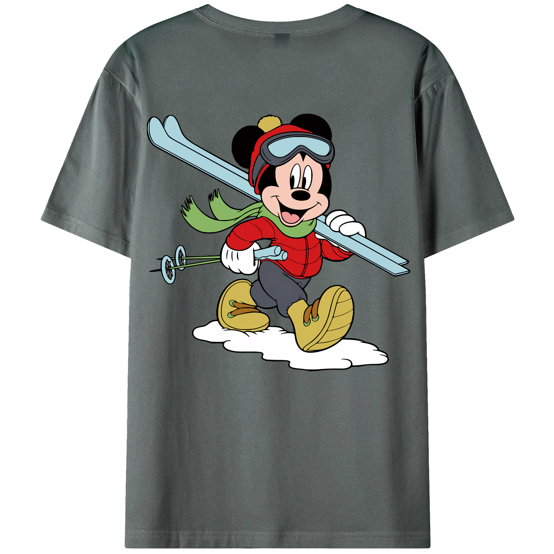 （画像用） ミッキーマウス Mickey Mouse 綿100％ メンズ半袖Tシャツ（バックプリント） 通気性